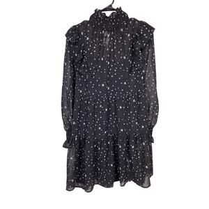 Whimsigoth Black Puffy Star Dress Women’s 10/M Witchy Halloween Midi Party Dress